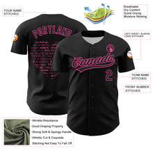 Load image into Gallery viewer, Custom Black Pink 3D Love Heart Valentine's Day Authentic Baseball Jersey