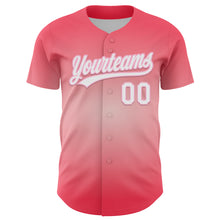Load image into Gallery viewer, Custom Medium Pink White-Light Pink 3D Love Heart Valentine's Day Authentic Baseball Jersey