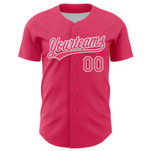 Load image into Gallery viewer, Custom Neon Pink White 3D Love Heart Valentine's Day Authentic Baseball Jersey