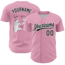 Load image into Gallery viewer, Custom Light Pink Black-White 3D Love Heart Valentine's Day Authentic Baseball Jersey