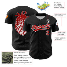 Load image into Gallery viewer, Custom Black Red-White 3D Love Heart Valentine's Day Authentic Baseball Jersey