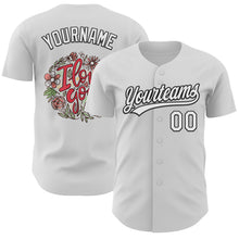 Load image into Gallery viewer, Custom White Black 3D Love Valentine's Day Authentic Baseball Jersey
