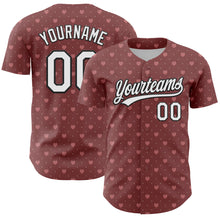 Load image into Gallery viewer, Custom Brown White-Black 3D Love Heart Valentine's Day Authentic Baseball Jersey