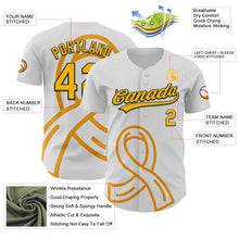 Load image into Gallery viewer, Custom White Gold-Black 3D Appendix Cancer Ribbon Authentic Baseball Jersey