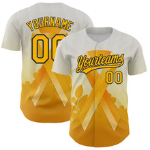 Load image into Gallery viewer, Custom White Gold-Black 3D Appendix Cancer Ribbon Authentic Baseball Jersey