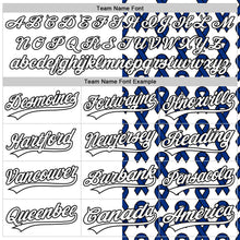 Load image into Gallery viewer, Custom White Black-Navy 3D Colorectal Cancer Ribbon Authentic Baseball Jersey