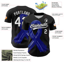 Load image into Gallery viewer, Custom Black White-Royal 3D Colorectal Cancer Ribbon Authentic Baseball Jersey