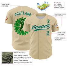 Load image into Gallery viewer, Custom Cream Kelly Green-White 3D Liver Cancer Ribbon Authentic Baseball Jersey