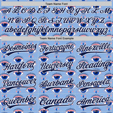 Load image into Gallery viewer, Custom Light Blue Navy-White 3D Pattern Design Evil Eyes Authentic Baseball Jersey