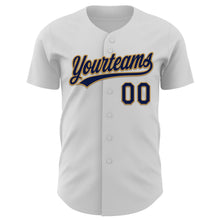 Load image into Gallery viewer, Custom White Navy-Old Gold 3D Pattern Design Evil Eyes Authentic Baseball Jersey