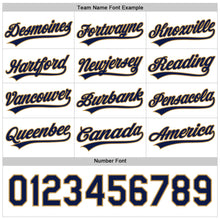 Load image into Gallery viewer, Custom White Navy-Old Gold 3D Pattern Design Evil Eyes Authentic Baseball Jersey