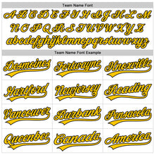 Load image into Gallery viewer, Custom White Black Pinstripe Yellow 3D Childhood Cancer Gold Ribbon Authentic Baseball Jersey