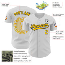 Load image into Gallery viewer, Custom White Yellow-Black 3D Childhood Cancer Gold Ribbon Authentic Baseball Jersey