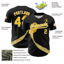 Load image into Gallery viewer, Custom Black Yellow-White 3D Childhood Cancer Gold Ribbon Authentic Baseball Jersey