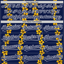 Load image into Gallery viewer, Custom Navy White 3D Tropical Hawaii Flower Authentic Baseball Jersey