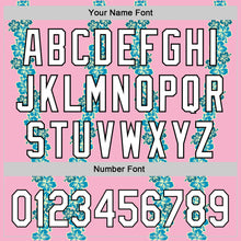 Load image into Gallery viewer, Custom Light Pink White-Black 3D Tropical Hawaii Flower Authentic Baseball Jersey