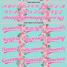 Load image into Gallery viewer, Custom Ice Blue Pink-White 3D Tropical Hawaii Jungle Leaves And Flower Authentic Baseball Jersey