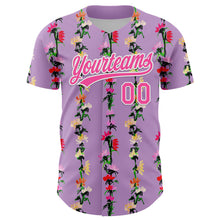 Load image into Gallery viewer, Custom Light Purple Pink-White 3D Tropical Hawaii Flower Authentic Baseball Jersey