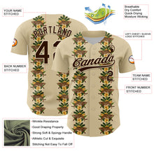 Load image into Gallery viewer, Custom Cream Brown 3D Tropical Hawaii Jungle Plant And Leopard Authentic Baseball Jersey