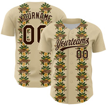 Load image into Gallery viewer, Custom Cream Brown 3D Tropical Hawaii Jungle Plant And Leopard Authentic Baseball Jersey