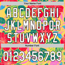 Load image into Gallery viewer, Custom Red White-Black 3D Tropical Hawaii Jungle Leaves And Flower Authentic Baseball Jersey