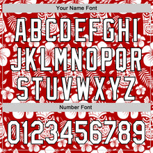 Load image into Gallery viewer, Custom Red White-Black 3D Tropical Hawaii Jungle Leaves Flower And Tiki Mask Authentic Baseball Jersey