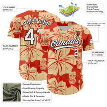Load image into Gallery viewer, Custom Red White-Black 3D Tropical Hawaii Flower And Tiki Mask Authentic Baseball Jersey