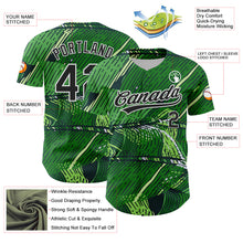 Load image into Gallery viewer, Custom Green Black-White 3D Tropical Hawaii Jungle Leaves Authentic Baseball Jersey