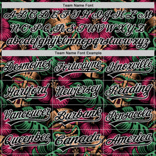 Load image into Gallery viewer, Custom Black White 3D Tropical Hawaii Jungle Leaves And Flower Authentic Baseball Jersey