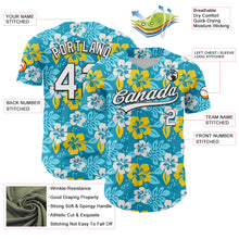 Load image into Gallery viewer, Custom Lakes Blue White-Black 3D Tropical Hawaii Jungle Leaves And Flower Authentic Baseball Jersey