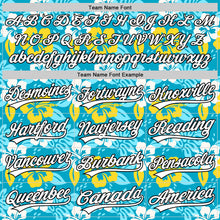 Load image into Gallery viewer, Custom Lakes Blue White-Black 3D Tropical Hawaii Jungle Leaves And Flower Authentic Baseball Jersey