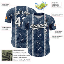 Load image into Gallery viewer, Custom Navy White-Black 3D Tropical Hawaii Jungle Leaves And Flower Authentic Baseball Jersey