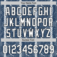 Load image into Gallery viewer, Custom Navy White-Black 3D Tropical Hawaii Jungle Leaves And Flower Authentic Baseball Jersey