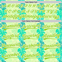 Load image into Gallery viewer, Custom Pea Green Neon Green-White 3D Tropical Hawaii Jungle Leaves Authentic Baseball Jersey