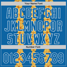 Load image into Gallery viewer, Custom Blue White 3D Tropical Hawaii Flower Authentic Baseball Jersey