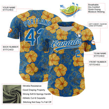 Load image into Gallery viewer, Custom Blue White 3D Tropical Hawaii Flower Authentic Baseball Jersey