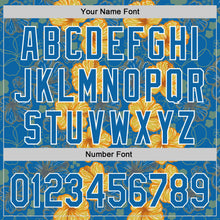 Load image into Gallery viewer, Custom Blue White 3D Tropical Hawaii Flower Authentic Baseball Jersey