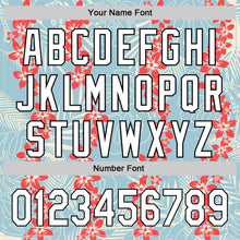 Load image into Gallery viewer, Custom Shadow Blue White-Black 3D Tropical Hawaii Leaves And Flower Authentic Baseball Jersey