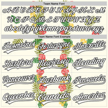 Load image into Gallery viewer, Custom White Black 3D Tropical Hawaii Leaves And Flower Authentic Baseball Jersey