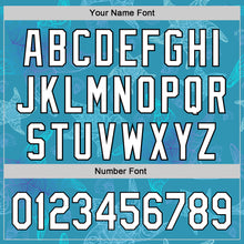 Load image into Gallery viewer, Custom Panther Blue White-Black 3D Tropical Hawaii Jungle Leaves Authentic Baseball Jersey