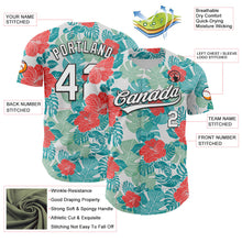 Load image into Gallery viewer, Custom White Black 3D Tropical Hawaii Jungle Leaves And Flower Authentic Baseball Jersey