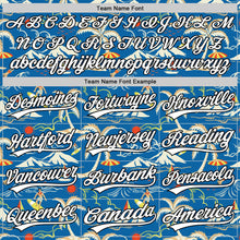 Load image into Gallery viewer, Custom Blue White-Black 3D Tropical Beach Island Hawaii Palm Tree Authentic Baseball Jersey