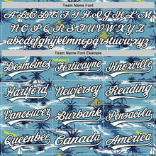 Load image into Gallery viewer, Custom Shadow Blue White-Black 3D Tropical Beach Island Hawaii Palm Tree Authentic Baseball Jersey