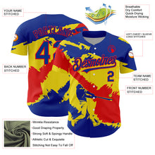 Load image into Gallery viewer, Custom Royal Fire Red-Light Yellow 3D Ecuador Ecuadorian Flag Authentic Baseball Jersey