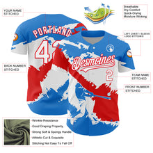 Load image into Gallery viewer, Custom Electric Blue White-Fire Red 3D Puerto Rico Puerto Rican Flag Authentic Baseball Jersey