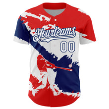 Load image into Gallery viewer, Custom Fire Red White-US Navy Blue 3D Dominican Republic Flag Authentic Baseball Jersey