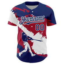 Load image into Gallery viewer, Custom US Navy Blue Cardinal-White 3D USA Flag Authentic Baseball Jersey