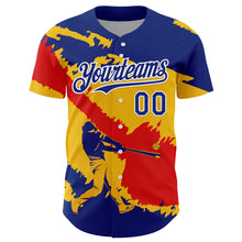 Load image into Gallery viewer, Custom Royal Yellow-Fire Red 3D Venezuela Venezuelan Flag Authentic Baseball Jersey