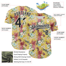 Load image into Gallery viewer, Custom Yellow Black-White 3D Hawaii Tropical Leaves Flower Pineapple Authentic Baseball Jersey