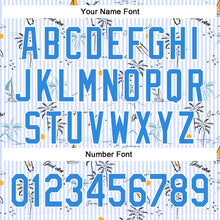 Load image into Gallery viewer, Custom White Electric Blue 3D Hawaii Beach Tropical Palm Tree Authentic Baseball Jersey